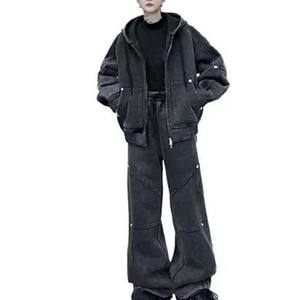 Ensemble de survêtement deux pièces pour homme en coton respirant de qualité supérieure, couleur unie, décontracté, vente en gros, collection hiver 2026 - Product Image 5