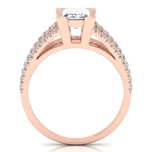Bagues de fiançailles personnalisées REYES en or rose 14 carats massif avec diamant taille émeraude de 1,3 carat, certifiées IGI, cadeau de mariage, bijoux fins - Product Image 4