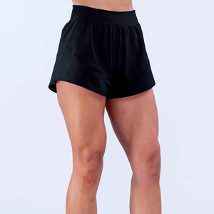 OEM Custom Manufacturer Logo Black Women Training <b>Shorts</b> High-Rise Waistband Sustainable Breathable Women Yoga & Gymwear <b>Short</b> - Product Image 3