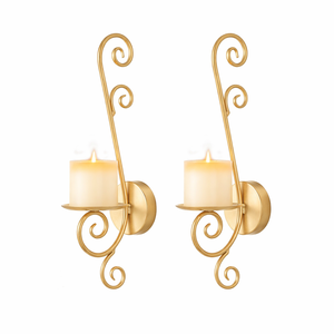 Ensemble de appliques murales en métal doré de qualité supérieure, design en spirale incurvée, finition durable, éclairage ambiant chaud, parfait pour la décoration de la maison - Product Image 1