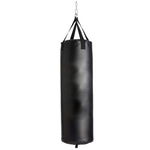 Sac de boxe d'entraînement en similicuir noir avec remplissage de sable, durable pour la pratique du punching pour adultes - Product Image 1