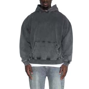 Sudadera con capucha de invierno de algodón 100% de alta calidad, sudaderas personalizadas, impresión Digital de lana gruesa para hombres y mujeres, logotipo de lavado ácido cómodo - Product Image 1