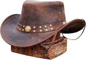 Sombrero Vaquero Occidental de Cuero Genuino, Clásico para Montar a Caballo, Aventuras al Aire Libre, para Hombre, Estilo Vintage, Moderno - Product Image 5