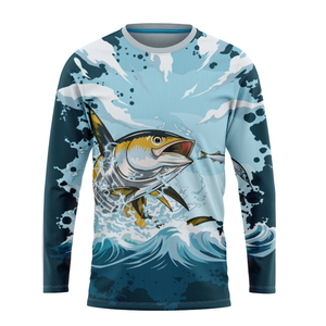 Camisa de Pesca de Manga Larga para Hombre, Diseño de Barco Marlin con Estampado por Sublimación, UPF 50, Anti-UV, 100% Poliéster, Secado Rápido, Ropa para Exteriores - Product Image 5