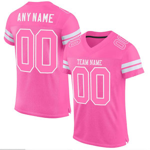 Maillot de football américain rose pour femme, col en V, manches courtes, maille respirante, impression sublimée, nom de l'équipe, confortable, séchage rapide - Product Image 1