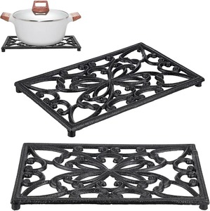 Ensemble de 2 dessous-de-plat vintage en fonte noire, ronds, résistants à la chaleur, pour casseroles, tapis décoratifs pour cuisine et hôtel - Product Image 2