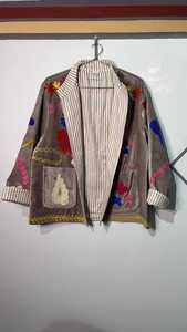 Handmade Floral Embroidered Velvet Jacket Boho Suzani Coat Floral Suzani Jacket <b>Unique</b> <b>Gift</b> <b>For</b> <b>Her</b> - Product Image 4