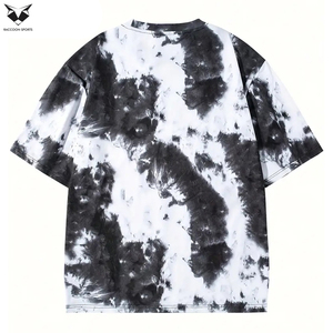 Camisetas de Hombre 100% Algodón, Tie-Dye Degradado, Manga Corta, Cuello Redondo, Casual, Negro y Blanco, Corte Holgado, Tallas Grandes - Product Image 4