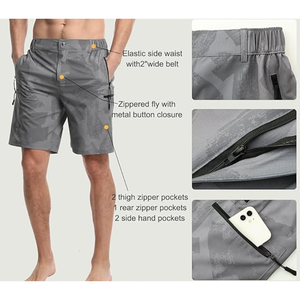 Wholesale Men Casual <b>Cargo</b> <b>Shorts</b> 90% Nylon 10% Spandex Button Fly <b>Lightweight</b> Breathable Quick Dry Anti-Wrinkle Outdoor Travel - Product Image 4