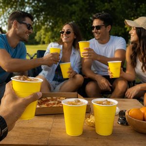 Amscan – Assiettes en plastique jaune vif, anti-fuite, double épaisseur, robustes, 9 oz, lot de 50, pour fêtes - Product Image 5