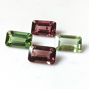 Ensemble de tourmalines zambiennes multicolores pastel naturelles, 4,0 carats au total, taille émeraude 8x5 mm, 4 pierres précieuses calibrées en vrac - Product Image 3