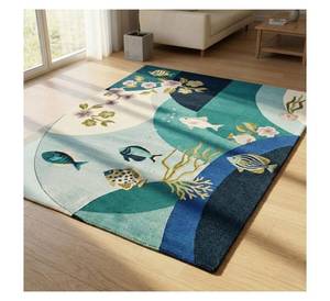 Tapis esthétique de haute qualité en laine tuftée à la main, motif vie marine, pour hôtel et villa, idéal pour la maison moderne - Product Image 2