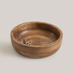 Elegante Tazón de Madera de Mango Hecho a Mano de 20 cm, Tazón de Madera Natural para Servir Ensaladas y Frutas, Vajilla de Cocina, Tazón Decorativo - Product Image 1