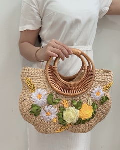 Colección de Bolsos de Mano Abiertos de Verano para Mujer, Hechos a Mano con Jacinto de Agua Natural, Ecológicos, Capacidad de 1-1.9L, Dos Modelos - Product Image 2