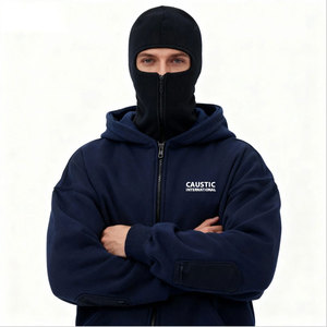 Sudadera con capucha tipo pasamontañas vintage lavada para hombre, estilo oversize, con estampado gráfico retro, máscara facial completa, con cremallera, estilo streetwear de invierno - Product Image 5