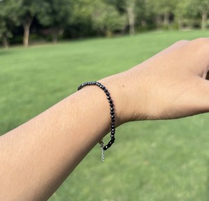 Black Onyx Beaded Sterling Silver Handmade <b>Adjustable</b> <b>Bracelet</b>-Trendy Engagement Gift for Unisex - Product Image 3