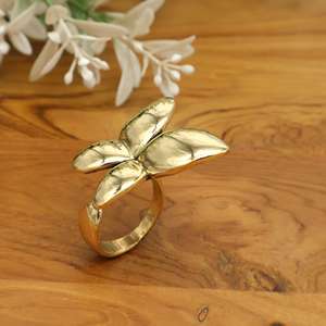 Gold Butterfly <b>Statement</b> <b>Ring</b> Brass Minimalist Jewelry Handmade Nature Inspired Bohemian Gift for Women - Product Image 2
