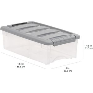 Set 10 5 Quart Clear/Grey Plastic Storage Bins <b>Boxes</b> <b>Secure</b> Latching Lids Stackable Organization for Efficient Space Management - Product Image 5