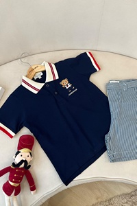2025สำหรับทุกเพศ A001เสื้อโปโลผ้าฝ้ายจระเข้สแปนเด็กซ์พร้อมการ์ตูนคลาสสิกแนววินเทจปักลายหมีดีไซน์ทุกเพศสำหรับเด็ก - Product Image 3