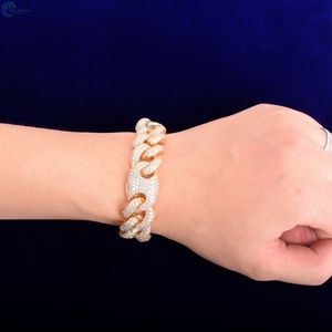 Bracelet en argent sterling 925 avec diamants de laboratoire sertis de 20 mm, style Cuban Link, pour homme - Product Image 2