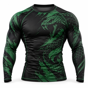 Camisetas de Compresión de Manga Larga con Estampado por Transferencia de Calor Personalizadas para Hombre, Marca Privada OEM, Ropa Deportiva MMA BJJ, Spandex/POL - Product Image 5