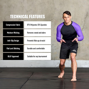 Camiseta de Compresión Deportiva Unisex Elite Sports para Jiu Jitsu BJJ, Manga Corta, Protección UV Antibacteriana, Spandex/Poliéster - Product Image 4