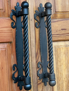 <b>Rustic</b> Wrought Iron <b>Door</b> Pull Handle with Scroll Backplate for Exterior Wooden Double <b>Doors</b> Anti <b>Rustic</b> Wrought Iron <b>Door</b> handle - Product Image 2