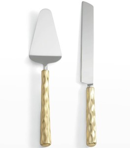 Gold Plated Cake Server Set Modern <b>Flatware</b> Dishwasher Safe Metal Handle Wedding Cutlery - Product Image 2