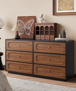 Modern Solid Wood Black Walnut Color Storage Cabinet, <b>6</b> <b>Drawer</b> Bedroom Organizer, Suitable for Living Room, Apartment and Hotel - Product Image 2
