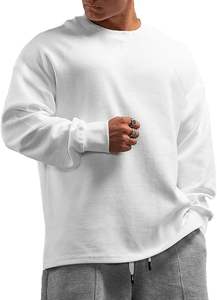 Sudadera de hombre extragrande de algodón negro con mangas raglán, cuello redondo, informal, de punto, color liso, para otoño, con estampado personalizado - Product Image 4