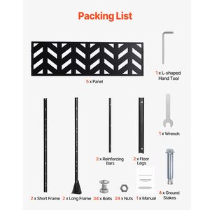 Schermo per la privacy da esterno 119,4 cm L x 182,9 cm H, divisorio autoportante a 5 pannelli, schermo decorativo da giardino in metallo tagliato al laser - Product Image 6