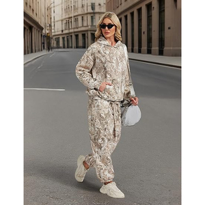 Ensemble de survêtement monochrome pour femmes, sweat-shirt minimaliste et pantalon large, camouflage - Product Image 6