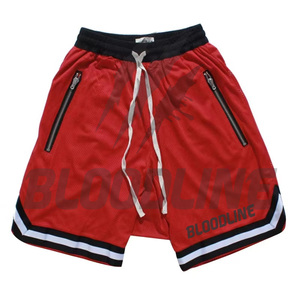 BLOODLINE Men's Black Mesh <b>Shorts</b> Mid Waist Drawstring Sporty Style with <b>Zip</b> <b>Pockets</b> Breathable Design - Product Image 3