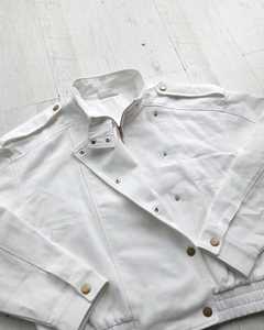 <b>White</b> PU Faux Leather Motorcycle <b>Jacket</b> Zipper Closure Solid Pattern Regular Fit for Spring Autumn - Product Image 1