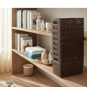 Cesta in Rattan N. Cestini portaoggetti in plastica marrone da 1,5 litri 28x15 cm - Product Image 2