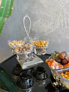 Support de service multi-bols en argent plaqué luxe pour la présentation de bonbons, noix, chocolat et desserts lors de fêtes et réunions à domicile - Product Image 5