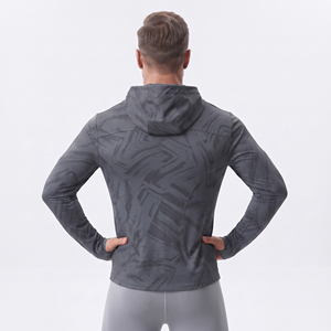 Veste à capuche imprimée pour homme, coupe ajustée, respirante, pour entraînement de yoga, vêtements de fitness, sweat à capuche zippé de compression - Product Image 4