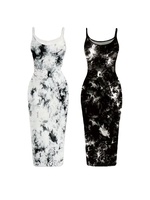 Vestido de Noche para Mujer, Ajustado, con Estampado de Leopardo, Encaje, Cuello Redondo, Sin Mangas, Largo hasta el Suelo, Sexy, para Primavera/Verano
