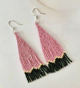 Pendientes Largos Ligeros con Cuentas de Semillas y Patrones Bohemios, Pendientes Bordados con Cuentas de Semillas de Aspecto Elegante - Product Image 3