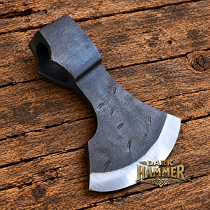 Tête de hache forgée à la main avec marques de marteau, lame large et courbée, acier forgé, rustique, fait main, traditionnel - Product Image 2