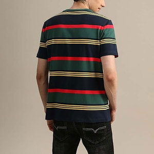 Camiseta de Hombre a Rayas Clásica, Cuello Redondo, Corte Holgado, Algodón Casual, Ligera, Manga Corta, Verano, Cómoda - Product Image 3