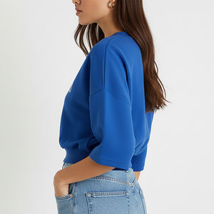 T-shirt à manches longues col rond en jersey 100% coton, de haute qualité, sur mesure, décontracté, streetwear, tendance - Product Image 2