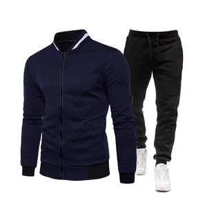 Men's White Quilted <b>Zip</b>-<b>Up</b> <b>Jacket</b> With Black Joggers Set Casual Autumn Tracksuit Full Sleeve Solid Color Lightweight Outfit - Product Image 5