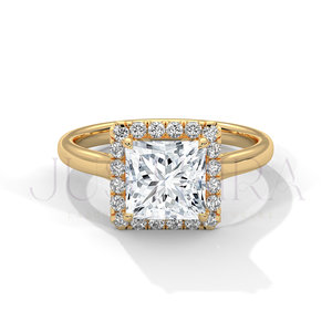Elegant Design 14k Rose Gold Engagement Ring Classic Proposal Ring Princess Cut Moissanite Diamond <b>Wedding</b> Jewelry For Women - Product Image 3