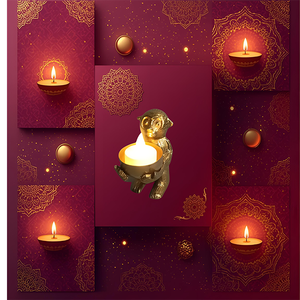 Ce charmant porte-bougie en forme de singe doré est un cadeau unique et attentionné, un ajout charmant à votre décoration festive. - Product Image 2