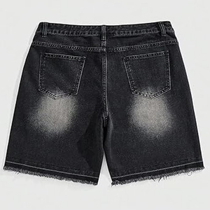 Men Gothic Denim Shorts Cross Sequined Dot Pattern Mid Waist <b>Button</b> <b>Fly</b> Short Shorts Woven Cotton Stonewashed Style - Product Image 2