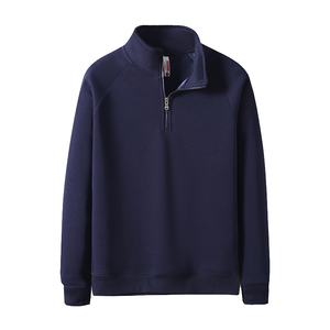 <b>Men's</b> <b>Grey</b> <b>Fleece</b> Quarter Zip Sweatshirt Regular Fit Long Sleeve Stand Collar Casual Autumn Wear - Product Image 5