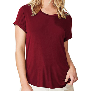 Blusa de Moda con Mangas con Volantes y Cuello Redondo para Mujer, Blusa Lisa de Nuevo Diseño en Algodón Puro - Product Image 1