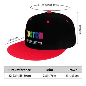 หมวกแก๊ปแบบ snapback 6 แผง สีดำ ปีกแดง ปรับขนาดได้ ใส่ได้ทั้งชายหญิง สไตล์สตรีท ผ้าแคนวาส  โลโก้ตัวอักษรสีรุ้งที่แผงด้านหน้า - Product Image 4