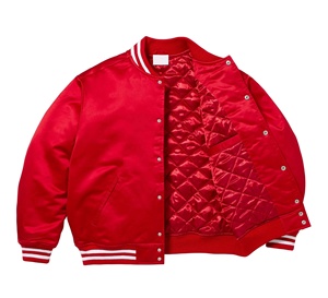 Collège vierge broderie soie en vrac en gros boutonné Lettermen personnalisé luxe université hommes Baseball Bomber décontracté Satin veste - Product Image 5